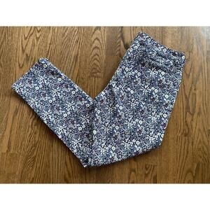 NWT $150 J.Crew Liberty Art Fabrics Navy Floral Print Toothpick Jean Sz 31 Ankle
